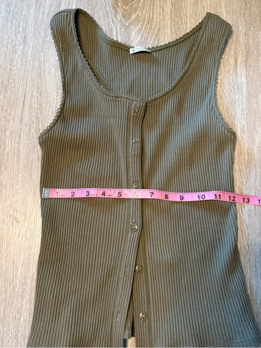 Free People Intimately Ribbed Button Tank Olive XS - Picture 7 of 9